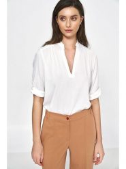 Nife Bluzka w kolorze białym rozmiar: 34. Białe bluzki Nife, bez wzorów, bez kołnierzyka, bez ramiączek. Za 104.14 zł.