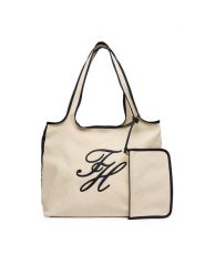 Tommy Hilfiger Torebka Th Summer Tote Canvas AW0AW18398 Biały. Białe shopper bag Tommy Hilfiger, bez wzorów, z materiału, bez dodatków. Za 409.99 zł.