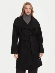 Calvin Klein Płaszcz wełniany LV044D557G Czarny Regular Fit. Czarne płaszcze Calvin Klein, na zimę, xs, bez wzorów, z wełny, bez kaptura. Za 1,049.00 zł.