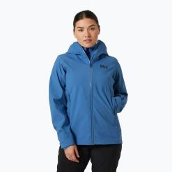 Kurtka przeciwdeszczowa damska Helly Hansen Verglas 3L. Niebieskie kurtki przeciwdeszczowe Helly Hansen, l, bez wzorów, bez kaptura, trekkingowe. Za 569.99 zł.