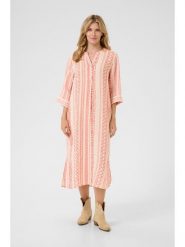 Kaffe Lniana sukienka w kolorze beżowo-pomarańczowym rozmiar: L/XL. Brązowe sukienki Kaffe, na co dzień, l, bez wzorów, ze lnu, bez kołnierzyka, bez ramiączek, maxi, proste. Za 171.68 zł.