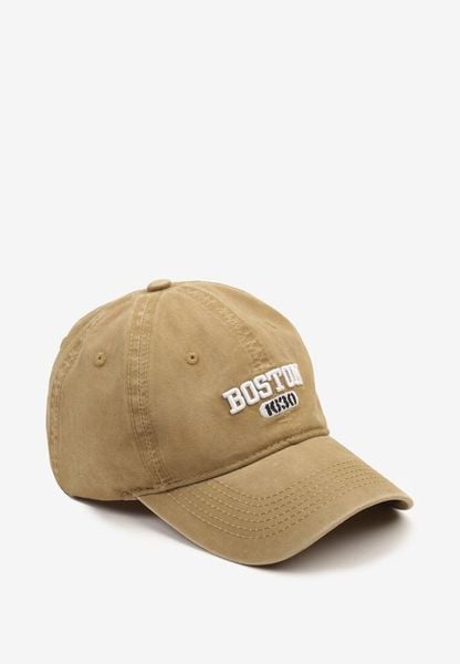 Brązowa Czapka Bawełniana z Daszkiem i Haftowanym Napisem Volaya. Brązowe czapki z daszkiem Born2be, bez wzorów, z bawełny. Za 34.99 zł.