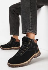 Czarno-Brązowe Traperki Sportowe Mocno Ocieplone Vimee. Czarne buty sportowe lifestyle Born2be, bez wzorów, sportowe, bez obcasa, bez zapięcia. Za 99.99 zł.
