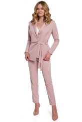 Elegancki Żakiet Wiązany na Boku - Różowy. Czerwone marynarki i żakiety MOE, l, bez wzorów, z elastanu, eleganckie, bez ramiączek. Za 223.90 zł.