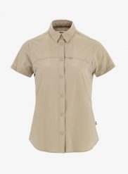 Koszula podróżnicza damska Fjallraven High Coast Lite Shirt SS. Brązowe koszule Fjällräven, l, bez wzorów, z elastanu, bez kołnierzyka, bez ramiączek. Za 417.20 zł.