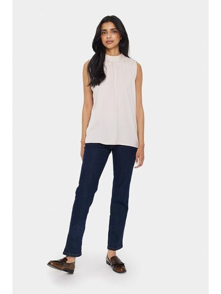 SAINT TROPEZ Bluzka w kolorze kremowym rozmiar: M. Brązowe bluzki Saint Tropez, m, bez wzorów, bez kołnierzyka, bez ramiączek. Za 69.91 zł.