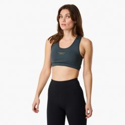 Biustonosz sportowy Trening Damska Swedemount Core Light Support Oddychający. Zielone biustonosze sportowe SWEDEMOUNT, bez wzorów, z tkaniny, na fitness i siłownię. W wyprzedaży za 95.00 zł.