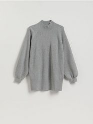 Długi sweter z półgolfem - jasnoszary. Szare swetry Reserved, l, bez wzorów, z dzianiny, bez ramiączek. Za 139.99 zł.