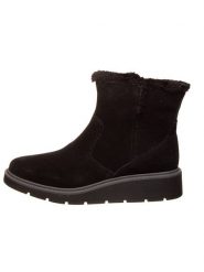 Clarks Skórzane botki w kolorze czarnym rozmiar: 38. Czarne botki Clarks, bez wzorów, z materiału, bez obcasa, bez zapięcia. Za 263.51 zł.
