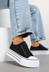 Czarne Trampki Vices na Platformie przed Kostkę z Koronką Telaniris. Czarne trampki Born2be, bez wzorów, z jeansu, eleganckie, przed kostkę, bez zapięcia. W wyprzedaży za 63.74 zł.