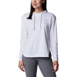 Bluza damska Columbia Sun Trek z kapturem. Białe bluzy Columbia, na lato, s, bez wzorów, z bawełny, sportowe, bez ramiączek, z kapturem. W wyprzedaży za 206.00 zł.