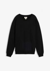 Bluza ciążowa i do karmienia piersią 2 w 1, z czystej bawełny organicznej. Czarne bluzy bonprix, bez wzorów, z bawełny, bez ramiączek, bez kaptura. Za 119.99 zł.