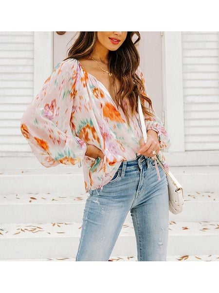 LA Angels Bluzka w kolorze kremowym ze wzorem rozmiar: M. Brązowe bluzki LA Angels, m, bez wzorów, bez kołnierzyka, bez ramiączek. Za 113.63 zł.