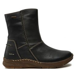 Botki Josef Seibel. Czarne botki Josef Seibel, bez wzorów, bez obcasa, na płaskiej podeszwie, bez zapięcia. Za 429.99 zł.