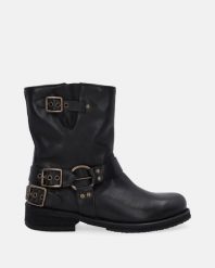 CZARNE KOWBOJKI DAMSKIE D537 NOB BLACK. Czarne botki Venezia, bez wzorów, ze skóry, bez obcasa, bez zapięcia. Za 579.00 zł.