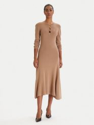 KARL LAGERFELD Sukienka dzianinowa B1W13003 Beżowy Regular Fit. Brązowe sukienki KARL LAGERFELD, m, bez wzorów, z dzianiny, bez kołnierzyka, bez ramiączek. Za 1,299.00 zł.