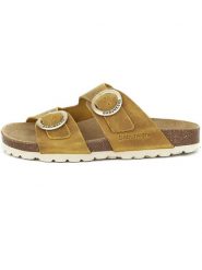 BABUNKERS Family Skórzane klapki w kolorze żółtym rozmiar: 38. Żółte klapki BABUNKERS Family, bez wzorów, klasyczne, z otwartym noskiem, bez obcasa, bez zapięcia. Za 173.99 zł.