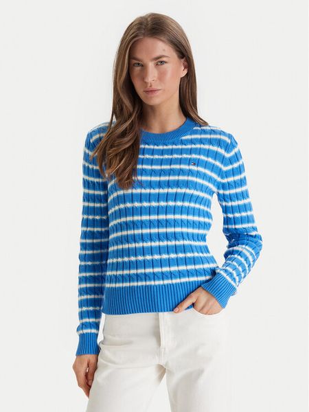 Tommy Hilfiger Sweter WW0WW47644 Niebieski Regular Fit. Niebieskie swetry Tommy Hilfiger, xxl, bez wzorów, bez ramiączek. Za 629.99 zł.