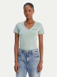 Guess Jeans T-Shirt W4YI23 J1314 Zielony Regular Fit. Zielone t-shirty Guess Jeans, xs, z aplikacjami, z bawełny, bez kołnierzyka, bez ramiączek. Za 159.99 zł.