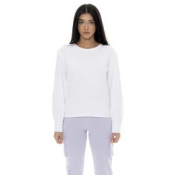 Bluza z bawełna na outdoor na co dzień. Białe bluzy LEONE 1947 APPAREL, bez wzorów, z bawełny, bez kaptura, na fitness i siłownię. W wyprzedaży za 134.57 zł.