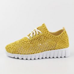Żółte plecione sportowe buty damskie T.Sokolski 1982. Żółte buty sportowe lifestyle Sokolski, bez wzorów, z tkaniny, bez zapięcia. Za 169.00 zł.