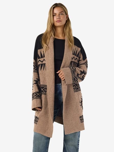 Noisy may Kardigan w kolorze jasnobrązowo-czarnym rozmiar: M. Brązowe swetry Noisy May, m, bez wzorów, bez ramiączek. Za 206.91 zł.