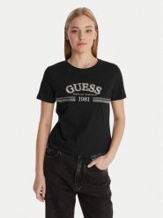 Guess T-Shirt V6RI16 I3Z14 Czarny Regular Fit. Czarne t-shirty Guess, xxs, z aplikacjami, z bawełny, bez kołnierzyka, bez ramiączek. Za 179.99 zł.