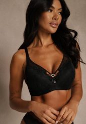 Czarny Biustonosz z Koronki z Sercem z Cyrkonii Adrievianna. Czarne biustonosze Renee, bez wzorów, z koronki. Za 39.99 zł.