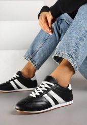 Czarne Sneakersy Typu Tenisówki z Paseczkami Liantina. Czarne trampki Renee, bez wzorów, z jeansu, eleganckie, bez zapięcia. W wyprzedaży za 67.99 zł.