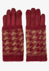 Bordowe Welurowe Rękawiczki Zdobione Dzianinową Nakładką Laviti. Czerwone rękawiczki Born2be, z aplikacjami, z bawełny, klasyczne. Za 19.99 zł.