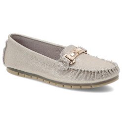 Złote Mokasyny S.Barski Eleganckie Obuwie Damskie Na Płaskiej Podeszwie. Żółte mokasyny S.BARSKI, bez wzorów, z materiału. Za 179.00 zł.