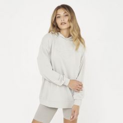 Bluza Unisex F LOOSY Jasnoszara. Szare bluzy z kapturem LEGEA, m, bez wzorów, z bawełny, z kapturem, na fitness i siłownię. Za 88.00 zł.
