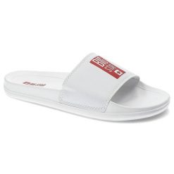 Klapki damskie Big Star, z lekkiego tworzywa syntetycznego z szerokim paskiem na podbiciu oraz profilowaną podeszwą, białe, FF274A365. Białe klapki BIG STAR, bez wzorów, z syntetyku, retro, bez obcasa, bez zapięcia. Za 59.99 zł.
