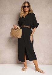 Czarna Muślinowa Sukienka z Bawełny o Pudełkowym Kroju Vimaristta. Czarne sukienki Renee, bez wzorów, z bawełny, eleganckie, bez kołnierzyka, bez ramiączek, maxi. W wyprzedaży za 99.99 zł.