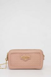 Love Moschino kopertówka kolor beżowy. Brązowe kopertówki Love Moschino, bez wzorów, na ramię, bez dodatków. W wyprzedaży za 419.99 zł.