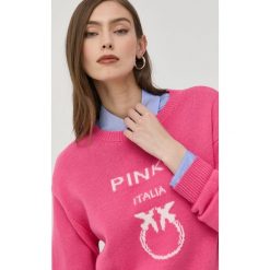 Pinko sweter wełniany damski kolor fioletowy lekki. Fioletowe swetry Pinko, l, bez wzorów, z dzianiny, bez ramiączek. Za 919.99 zł.
