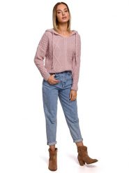 Made of emotion Bluza w kolorze jasnoróżowym rozmiar: S/M. Różowe bluzy Made Of Emotion, m, bez wzorów, ze splotem, z kapturem. Za 59.99 zł.