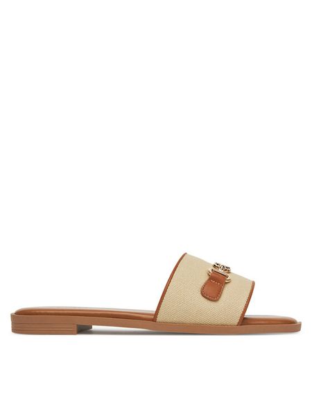 Nine West Klapki 678322-84 Beżowy. Brązowe klapki Nine West, bez wzorów, z materiału, bez obcasa, bez zapięcia. Za 104.99 zł.