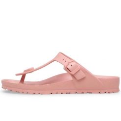 Klapki Birkenstock Gizeh Eva Damskie. Czerwone klapki Birkenstock, bez wzorów, z materiału, bez obcasa, bez zapięcia. Za 179.00 zł.