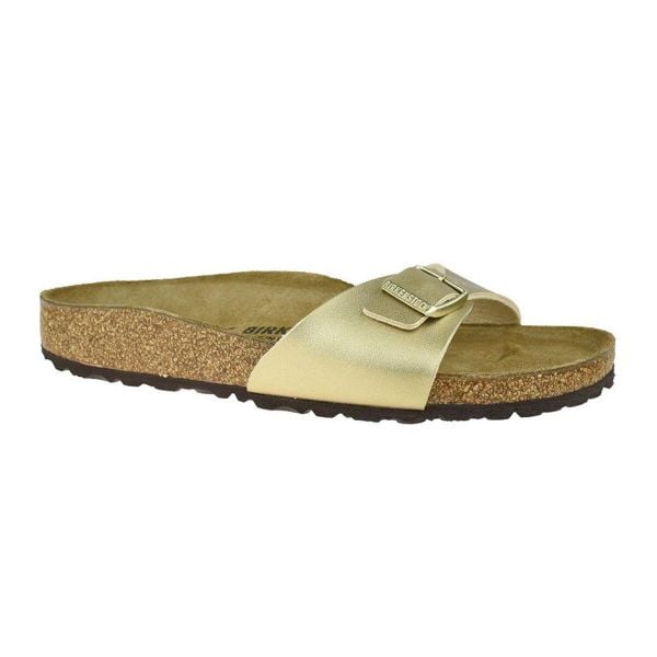 Klapki Damskie Skóra Madrid. Czarne klapki Birkenstock, bez wzorów, z materiału, z otwartym noskiem, bez obcasa, na obcasie, bez zapięcia. Za 565.99 zł.
