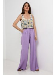 Lin Passion Lniane spodnie w kolorze fioletowym rozmiar: 34/36. Różowe spodnie materiałowe Lin Passion, bez wzorów, ze lnu, klasyczne, z standardowym stanem. Za 108.99 zł.