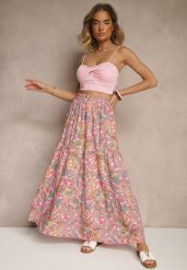 Różowa Spódnica Rozkloszowana High Waist z Motywem Paisley Nevolissa. Czerwone spódnice Renee, na co dzień, l, z aplikacjami, maxi, koszulowe. W wyprzedaży za 47.99 zł.