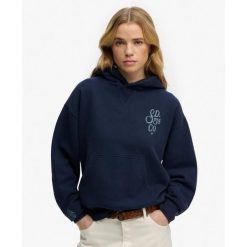 Bluza damska z kapturem Superdry Heritage Hamptons. Niebieskie bluzy Superdry, bez wzorów, bez ramiączek, z kapturem. Za 323.35 zł.