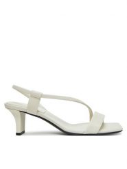 Calvin Klein Sandały Heel Sandal 50 Squared Lth HW0HW02534 Biały. Białe sandały Calvin Klein, bez wzorów, ze skóry, bez obcasa, na słupku, bez zapięcia. Za 319.99 zł.