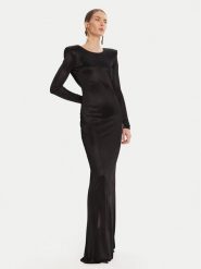 Elisabetta Franchi Sukienka wieczorowa AB-R10-56E2-V690 Czarny Regular Fit. Czarne sukienki Elisabetta Franchi, bez wzorów, z wiskozy, wizytowe, bez kołnierzyka, bez ramiączek. Za 2,889.00 zł.