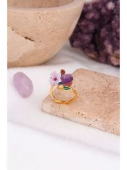 Pierres delicates Pozłacany pierścionek z ametystami i cyrkoniami rozmiar: onesize. Żółte pierścionki Pierres delicates, z ametystem, pozłacane. Za 83.45 zł.