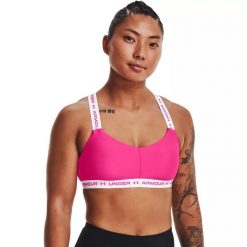 Biustonosz sportowy Under Armour Crossback Low. Czerwone biustonosze sportowe Under Armour, bez wzorów, na fitness i siłownię. Za 79.99 zł.