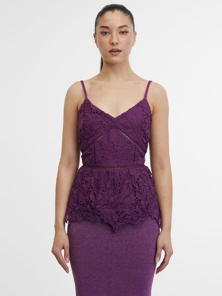 Orsay Top w kolorze fioletowym rozmiar: 38. Różowe topy Orsay, bez wzorów, z koronki, bez kołnierzyka, bez ramiączek. Za 65.99 zł.