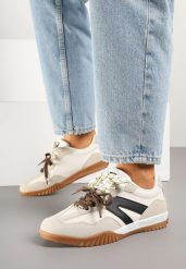 Beżowe Sneakersy Klasyczne Tenisówki z Dodatkowym Sznurowaniem Nilarisea. Brązowe trampki Born2be, bez wzorów, z jeansu, eleganckie, bez zapięcia. W wyprzedaży za 84.99 zł.