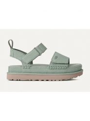 UGG Skórzane sandały "Goldenstar" w kolorze zielonym rozmiar: 39. Zielone sandały UGG, bez wzorów, ze skóry, klasyczne, z otwartym noskiem, bez obcasa, bez zapięcia. Za 461.21 zł.